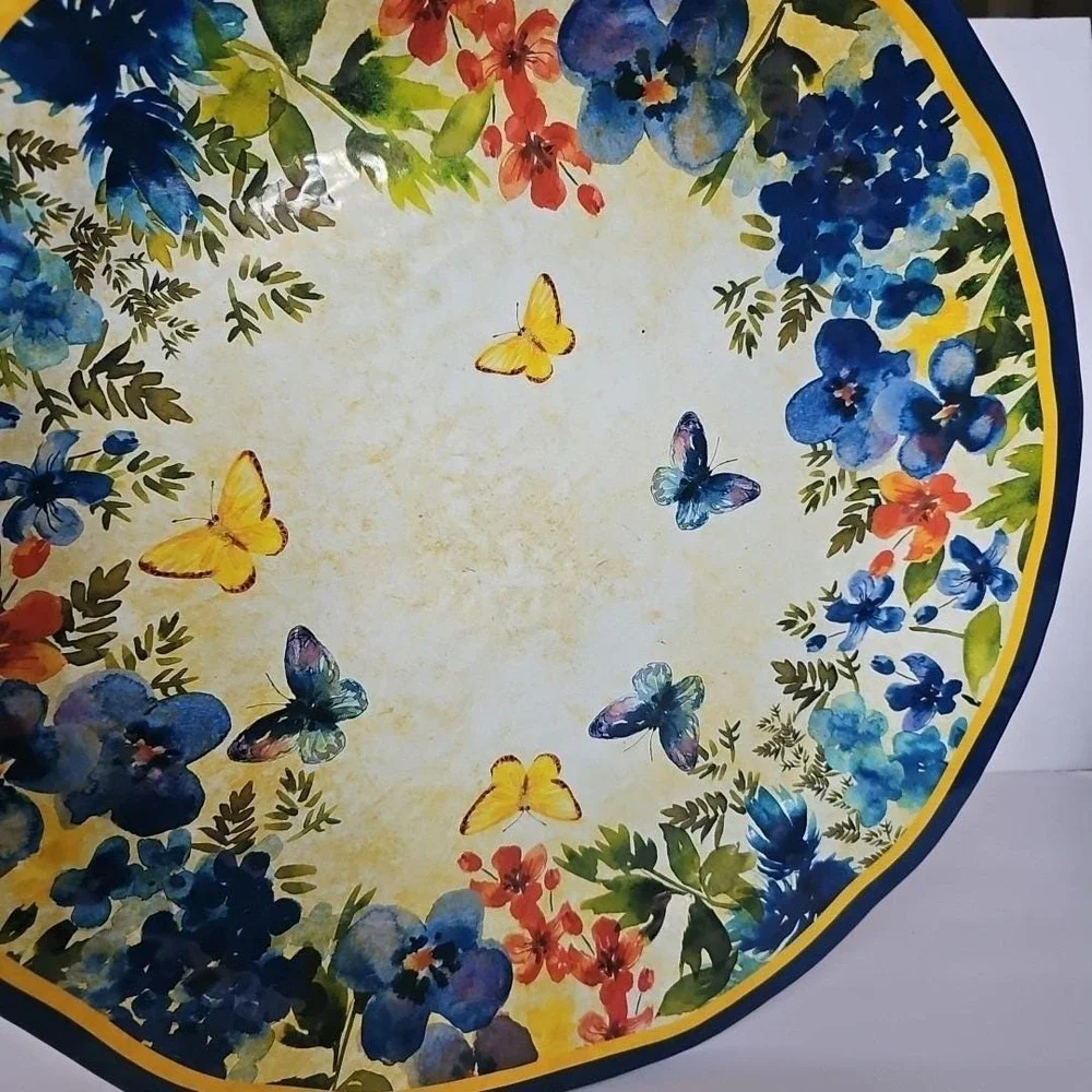 Vtg Pier 1 Imports Butterfly Floral Melamine Serving Platter 19